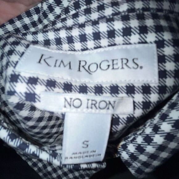 Kim Rogers no iron navy & white gingham blouse - Picture 5 of 6